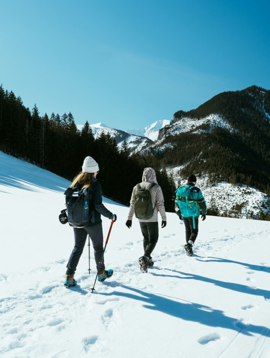 Winterwanderer in verschneiter Berglandschaft